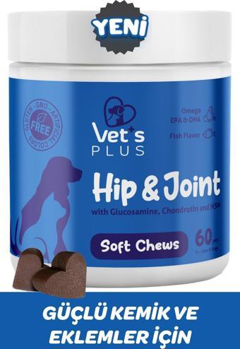 Vet's Plus Hip&Joint Çiğnenebilir Tablet 60'lı (Kedi ve Köpekler için Eklem Destekleyici)