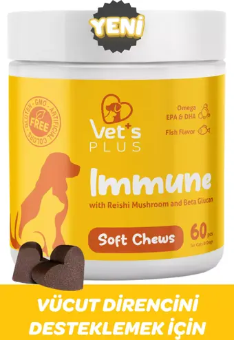 Vet's Plus Immune Çiğnenebilir Tablet 60'lı (Kedi ve Köpekler için Bağışıklık Sistemi Destekleyici)