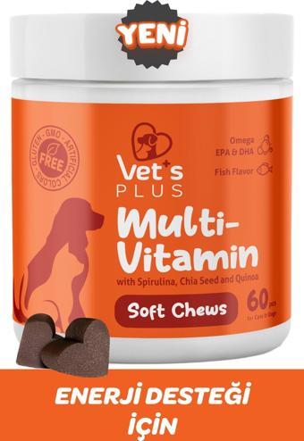 Vet's Plus Multivitamin Çiğnenebilir Tablet 60'lı (Kedi ve Köpekler için Spirulinalı Multivitamin)