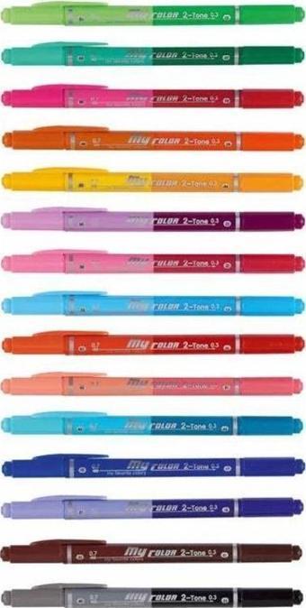 Dong-A My Color 2-Tone Çift Renkli Keçeli 15 Kalem 30 Renk Set