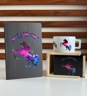 Galaxycorn Ahşap Kutulu Kupa Ve Defter Seti