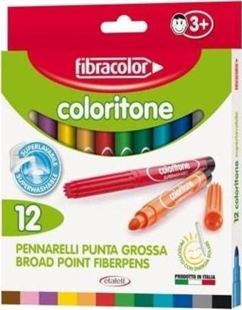 Fibracolor Coloritone Kalın Uçlu Keçeli Kalem 12 Renk
