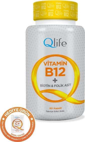 Qlife B12 Vitamini, Biotin Ve Folik Asit 60 Kapsül