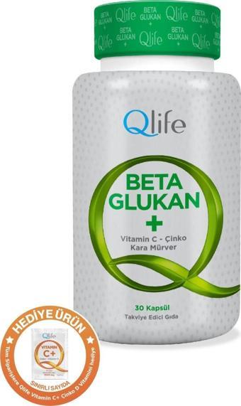 Qlife Beta Glukan, C Vitamini, Çinko, Kara Mürver 30 Kapsül