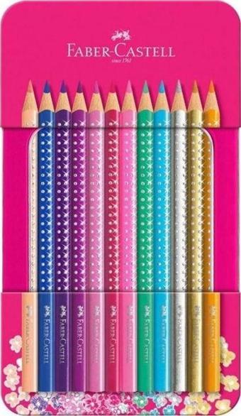 Faber-Castell Parlak Renk Kuru Boya 12 Renk Metal Kutu