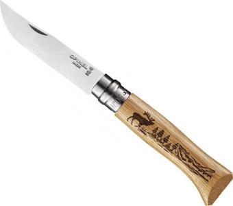 Opinel OP-002332 Inox 8 No Meşe Saplı Geyik Desenli Çakı