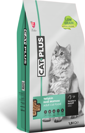 CatPlus Düşük Tahıllı Hipoalerjenik Tavuklu Hamsili Yetişkin Kedi Maması 1,5 Kg