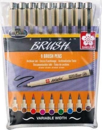 Sakura Pigma Brush Pen Fırça Uçlu Çizim Kalemi 9 RENK SET