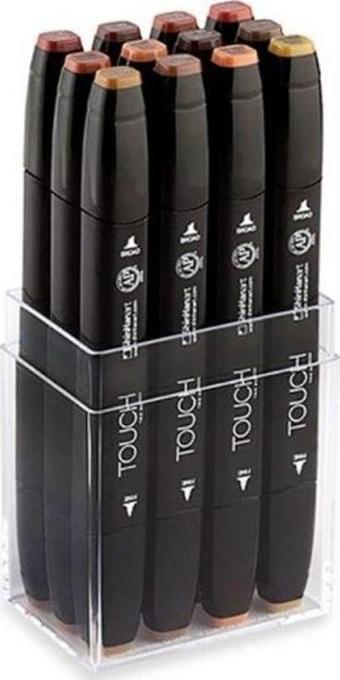 ShinHan Art Touch Twin Marker 12 Renk Set AHŞAP RENKLERİ