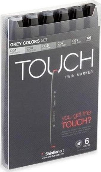 ShinHan Art Touch Twin Marker 6 Renk Set GRİ TONLARI