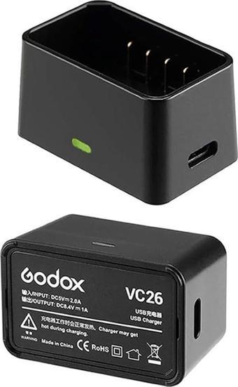 Godox VC26 USB Şarj Aleti (V1, V860III, AD100Pro, MF-R76)