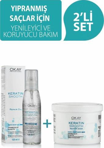 OKAYPROFESSIONNEL Keratin Smooth Maske 500 Ml + Bakım Yağı 125 Ml