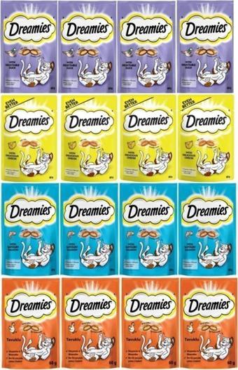 Dreamies Peynirli-Somonlu-Ördek Etli-Tavuk Etli Kedi Ödülü 60 Gr * 16 Adet