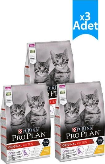 Pro Plan Kitten Junior Tavuklu Yavru Kedi Maması 1,5 Kg X 3 Adet