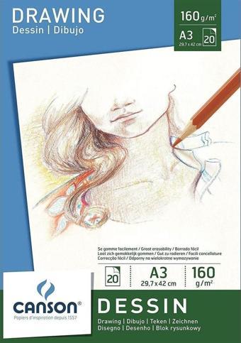 Canson Dessin - Drawing Çizim Blok 160 gr. A3 20 yp.