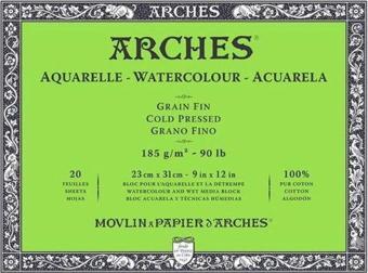 Arches Suluboya Blok Cold Press Natural White 185 gr 23x31 cm 20 Sayfa