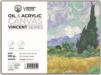 Vincent Oil & Acrylic Canvas White Tuval Dokulu Blok 300 gr 30x40 cm 10 Sayfa