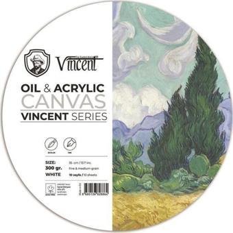 Vincent Oil & Acrylic Canvas White Daire Tuval Dokulu Blok 300 gr 35 cm 10 Sayfa