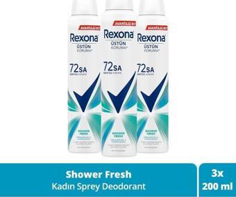 Rexona Kadın Sprey Deodorant Shower Fresh 72 Saat Kesintisiz Üstün Koruma 200 ml X3