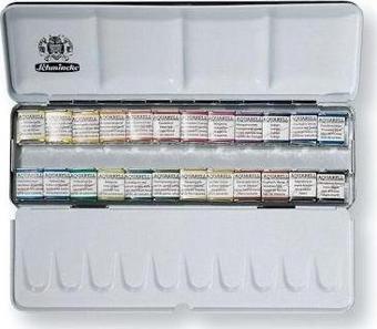 Schmincke Horadam Aquarell Taş Sulu Boya 1/2 Tablet 24 Renk Metal Set