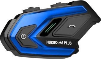 Nukrotech Nukro M6 PLUS Bluetooth 6 Kişilik İnterkom Mavi (6 Kişi Bağlantılı ve Müzik Paylaşımı)