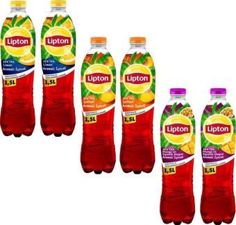 Lipton Ice Tea 1,5 lt Limon-Şeftali-Mango 6 lı Karma Set