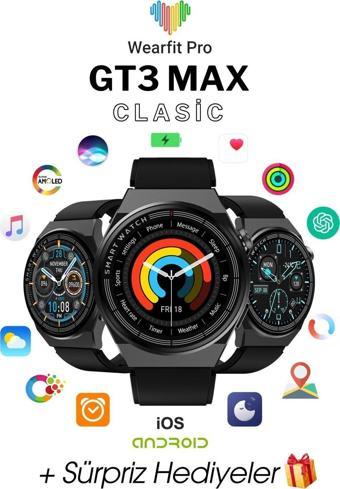 Wearfit Gt3 Max Clasic Akıllı Kol Saati Yuvarlak Model 1.5İnç 37 Mm Amoled Ekran (Siyah)