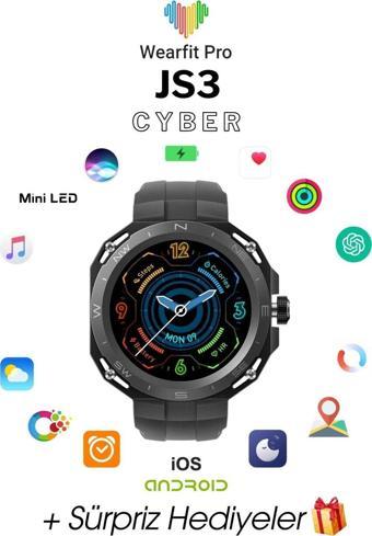 Wearfit Js3 Cyber Hk4 Hero Akıllı Kol Saati (Yuvarlak Model 1.33İnç 37 Mm Miniled Ekran (Gri)