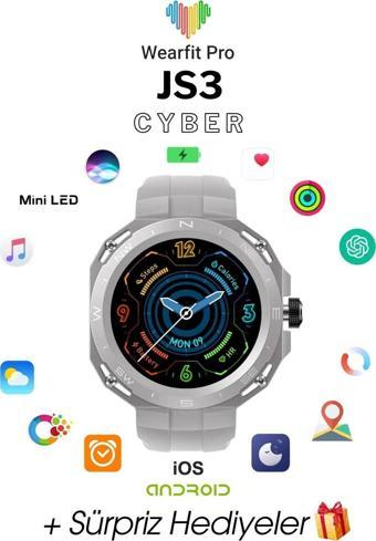 Wearfit Js3 Cyber Hk4 Hero Akıllı Kol Saati (Yuvarlak Model 1.33İnç 37 Mm Miniled Ekran (Siyah)