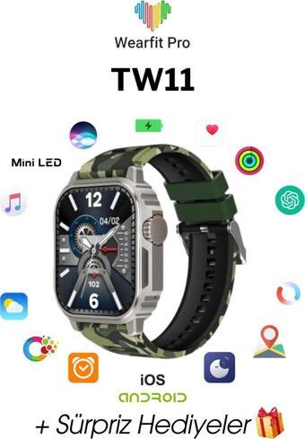 Wearfit Tw11 Akıllı Kol Saati Smart Watch Model:İnç 50 Mm Miniled Ekran (Gri)