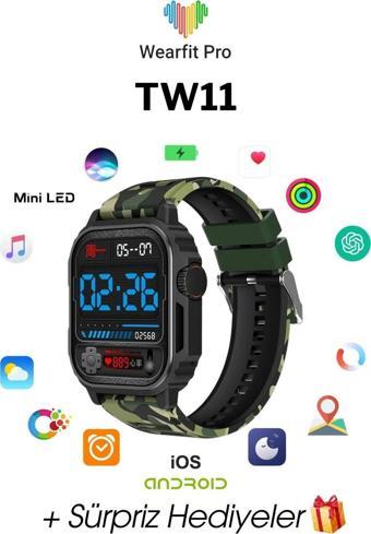 Wearfit Tw11 Akıllı Kol Saati Smart Watch Model:İnç 50 Mm Miniled Ekran (Siyah)