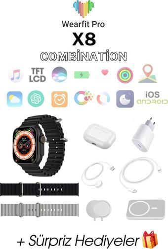 Wearfit X8 Combination Akıllı Kol Saati Smart Watch Model:İnç 49 Mm Tft Ekran (Siyah)