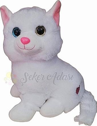 Şeker Adası Kar Beyaz Peluş Kedi 28 Cm--skradapelus47