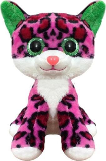 Şeker Adası Sevimli Camgöz Pembe Peluş Kedi 25 Cm Leopar--skradapelus114