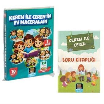 1. Sınıf Kerem İle Ceren Ev Maceraları Okuma Seti - 10 Kitap Takım - Değendirme Kitapçığı İlaveli - Yasemin Şengül - Mercan Okul