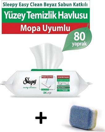 Sleepy Easy Clean Beyaz Sabun Katkılı Mopa Uyumlu Yer Havlusu 80 Yaprak Ilbays 1 Adet Bulaşık Tableti