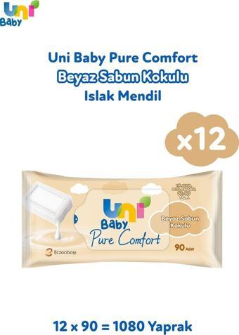 Uni Baby Pure Comfort Beyaz Sabun Kokulu Islak Mendil 12'li 1080 Yaprak