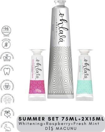 Ohlala Whitening 75 ml+Fresh Mint 15 ml+Raspberry mint 15 ml Summer Diş Bakım Seti 