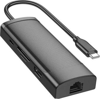 Coofbe 7İN1 100W Type-C Hub Type-C to 4K 30Hz Hdmı 100Mbps Rj45 SD-TF USB3.0 USB2.0 Type-C Dönüştürücü