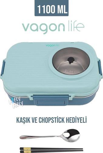 Vagonlife 1100 ML Çorba Kaseli-Metal Kaşıklı Paslanmaz Çelik Bento Lunch Box Yeni Nesil Sefer Tası-ffbl70100