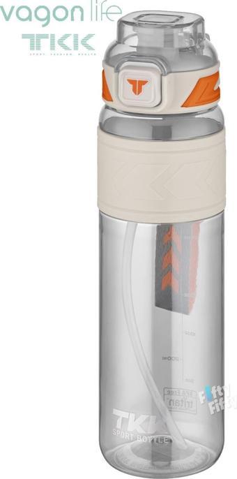 TKK 1000 ML Çift Kullanım Pipetli/Rahat içim Bpa İçermeyen Taşıma Askılı Tritan Su Matarası FFTKK1020-1000