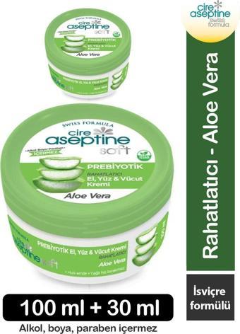 Cire Aseptine Soft Aloe Vera Nemlendirici El Yüz Vücut Bakım Kremi 100 Ml + 30 Ml