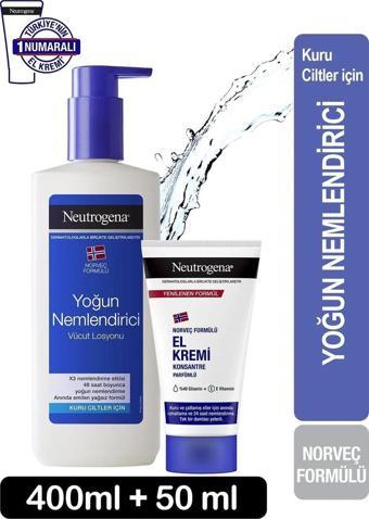 Neutrogena Yoğun Nemlendirici Vücut Losyonu 400 Ml + El Kremi 50 Ml