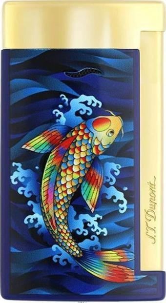 S.T. Dupont Slim 7 Koifish Gold-Lacivert Puro Çakmağı 27797