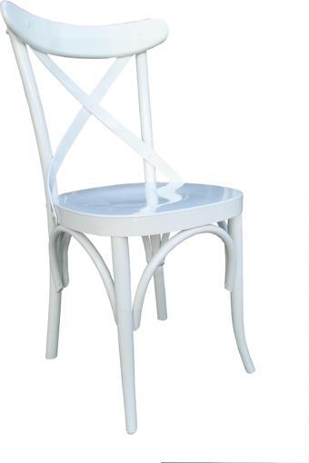 Sandalye 17610 Çapraz model Kayın RETRO Ayak Babyface kumaş Döşeme Parlak Beyaz