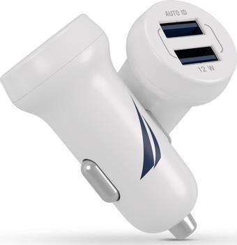 Nautica CH15 Çift USB Çakmaklık Girişli Araç İçi Şarj Cihazı Beyaz