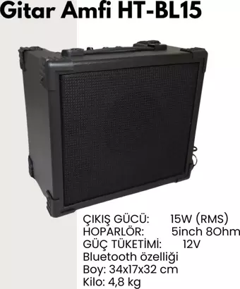 15 Watt Çift Giriş Bluetooth Lu Gitar Amfisi