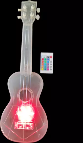 Şeffaf Soprano Uzaktan Kumandalı Ledli Ukulele