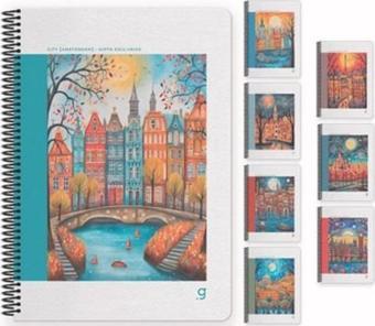 Gıpta City Spiralli Sert Kapak Not Defteri 17X24 Cm 80 Yaprak Çizgili 7253 (Karışık Renk 1 Adet)