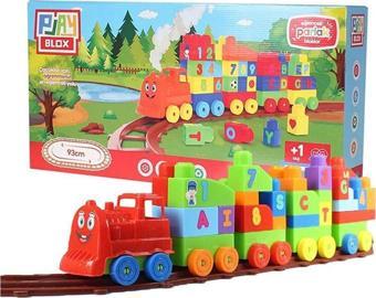 Asya Oyuncak Playblox Tren Seti 77 Parça Sayılar ve Alfabe Treni Parlak Renkler Mega Blok Seti 2397